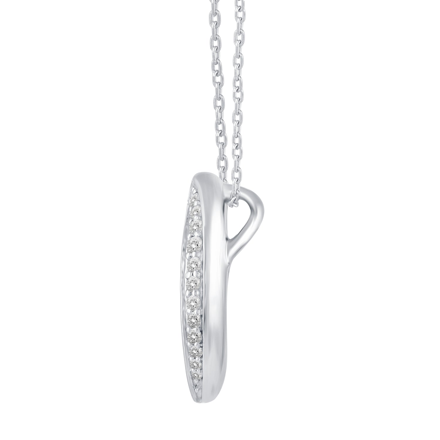 1/2 Cttw Diamond Open Pave Twisted Pendant Necklace set in 925 Sterling Silver (Select Design) oval round square marquise