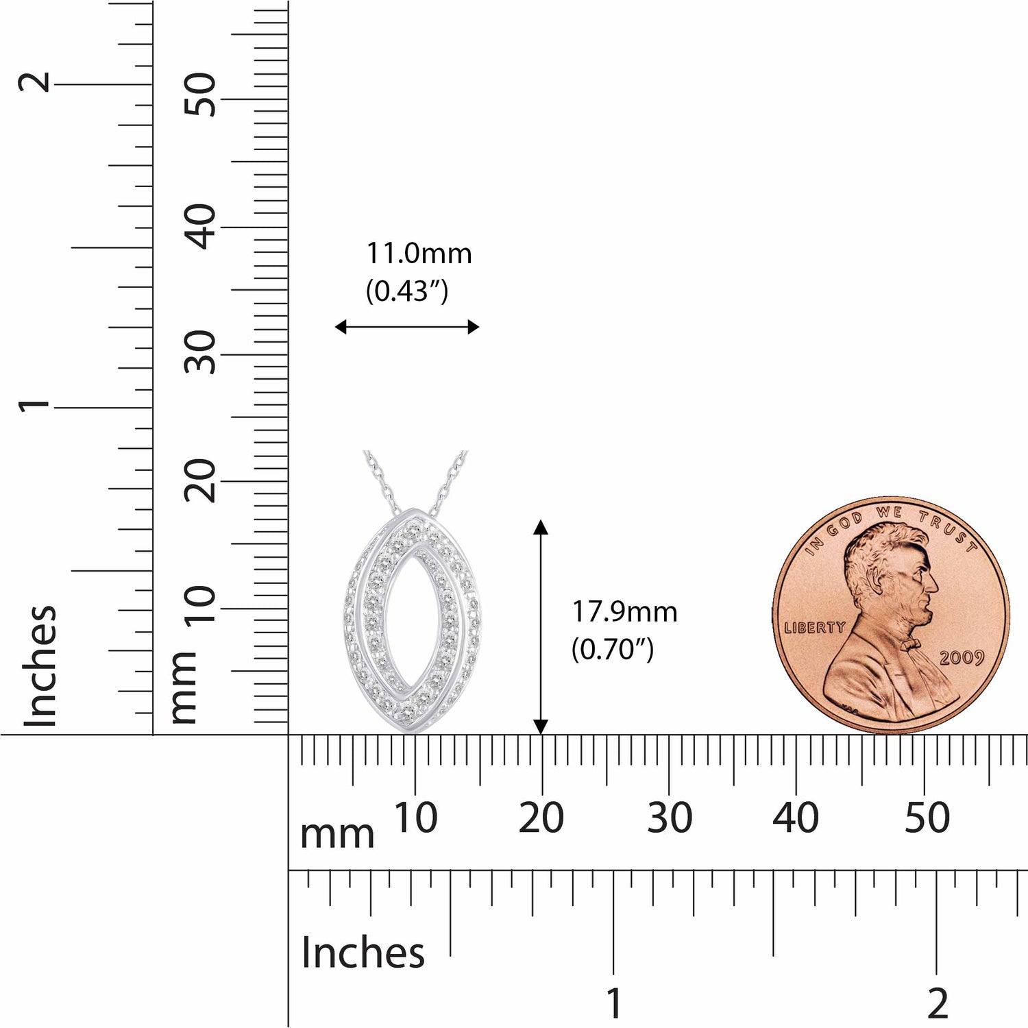 1/2 Cttw Diamond Open Pave Twisted Pendant Necklace set in 925 Sterling Silver (Select Design) oval round square marquise