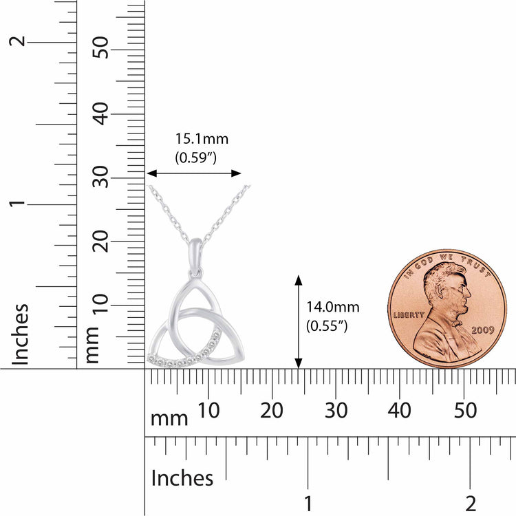 1/10 CT TW Diamond Trinity Knot Triquetra Pendant in 925 Sterling Silver