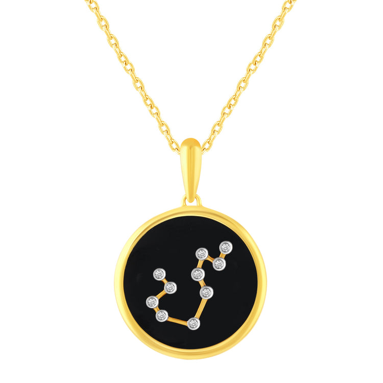 1/20 Cttw Diamond Zodiac Pendant Necklace set in 925 Sterling Silver 14K Yellow Gold Plating