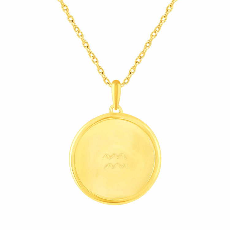 1/20 Cttw Diamond Zodiac Pendant Necklace set in 925 Sterling Silver 14K Yellow Gold Plating