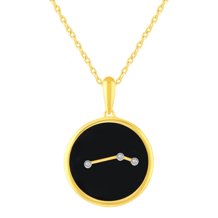 1/20 Cttw Diamond Zodiac Pendant Necklace set in 925 Sterling Silver 14K Yellow Gold Plating