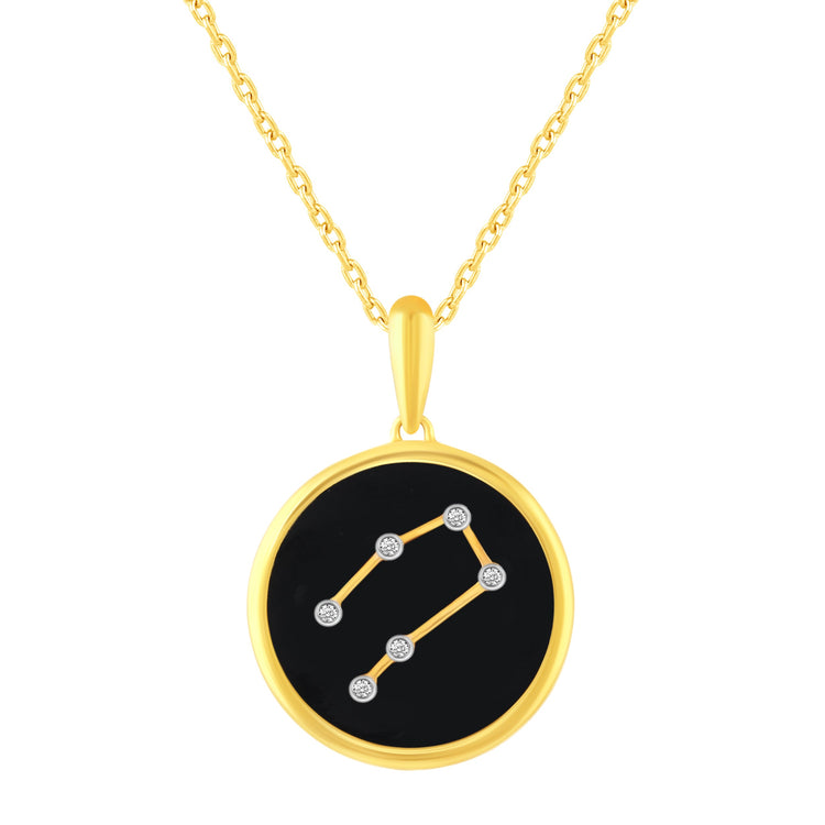 1/20 Cttw Diamond Zodiac Pendant Necklace set in 925 Sterling Silver 14K Yellow Gold Plating