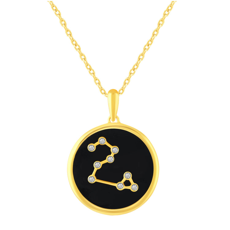1/20 Cttw Diamond Zodiac Pendant Necklace set in 925 Sterling Silver 14K Yellow Gold Plating