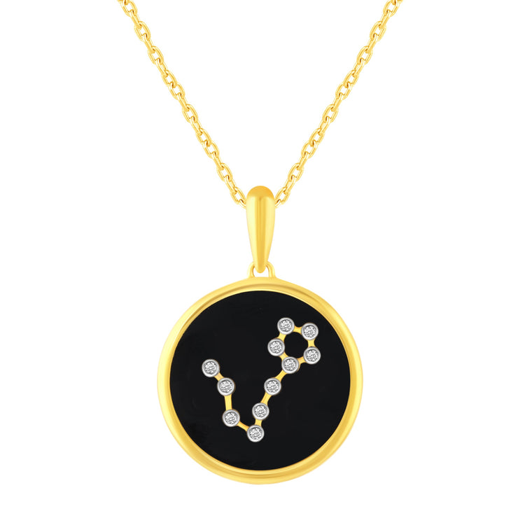 1/20 Cttw Diamond Zodiac Pendant Necklace set in 925 Sterling Silver 14K Yellow Gold Plating