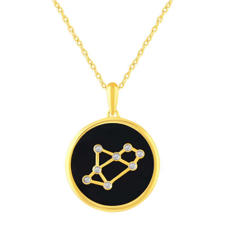 1/20 Cttw Diamond Zodiac Pendant Necklace set in 925 Sterling Silver 14K Yellow Gold Plating