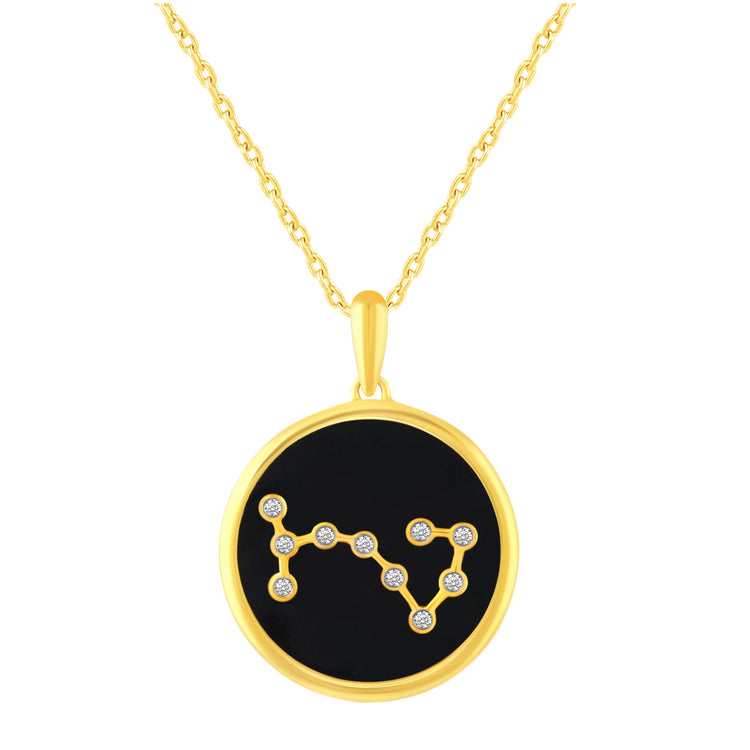 1/20 Cttw Diamond Zodiac Pendant Necklace set in 925 Sterling Silver 14K Yellow Gold Plating