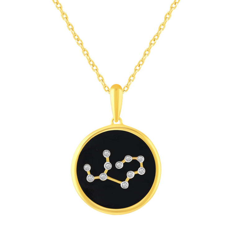 1/20 Cttw Diamond Zodiac Pendant Necklace set in 925 Sterling Silver 14K Yellow Gold Plating