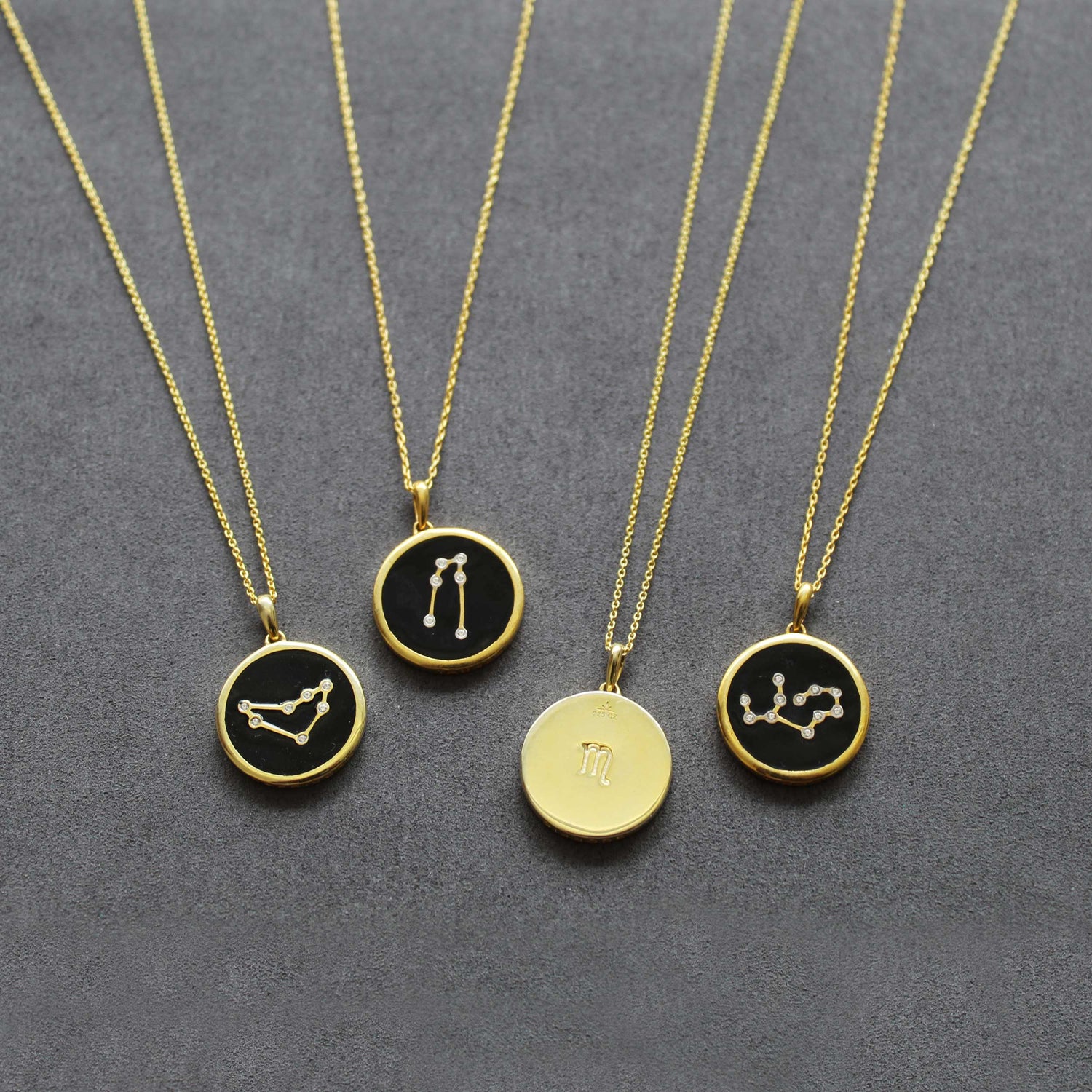 1/20 Cttw Diamond Zodiac Pendant Necklace set in 925 Sterling Silver 14K Yellow Gold Plating
