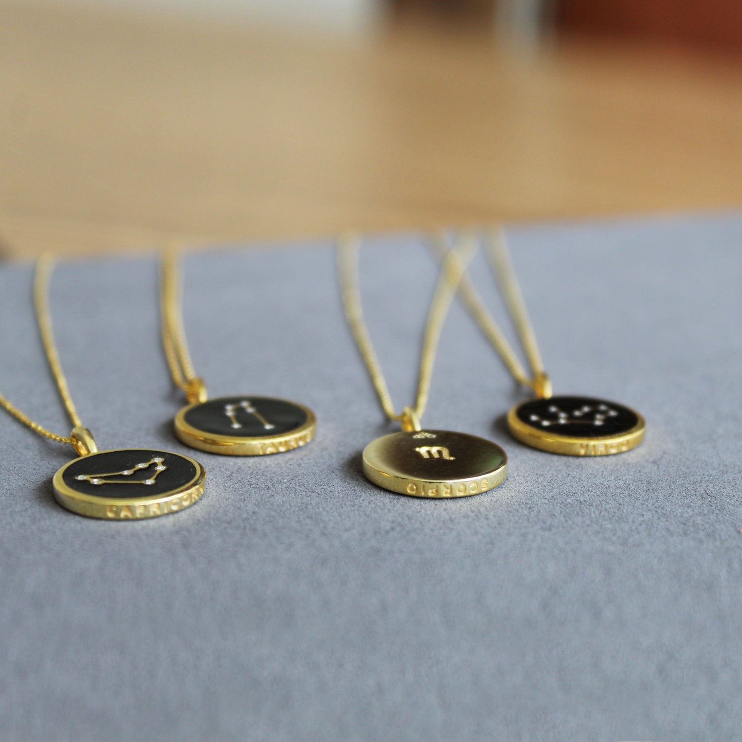 1/20 Cttw Diamond Zodiac Pendant Necklace set in 925 Sterling Silver 14K Yellow Gold Plating