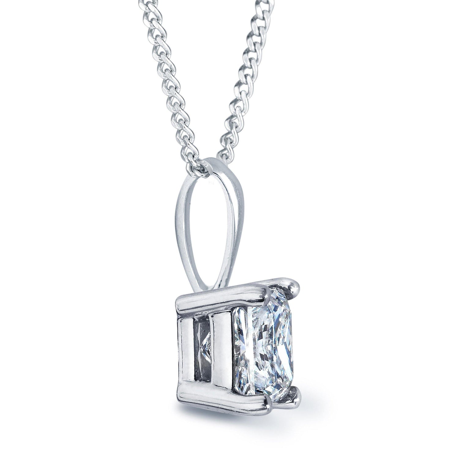Certified (Near Colorless VS1-VS2) 1/5ct TW to 1.00ct TW Natural Diamond Pendant Princess Cut Set in 14K Gold