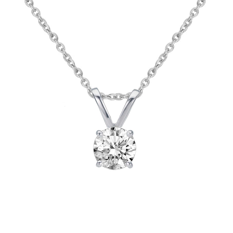 Certified (VS1-VS2) 1/2 - 1 Cttw Lab-Grown Diamond Solitaire Pendant in 14K White/Yellow Gold fine jewelry gift holiday valentine birthday fifth and fine