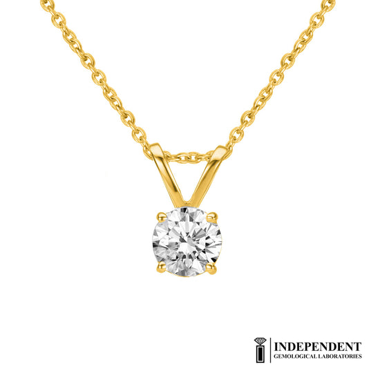 I.G.L Certified 1/4 Cttw Diamond Solitaire Pendant  in 14K Yellow Gold