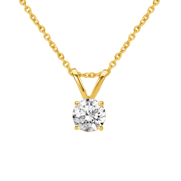 Certified (VS1-VS2) 1/2 - 1 Cttw Lab-Grown Diamond Solitaire Pendant in 14K White/Yellow Gold fine jewelry gift holiday valentine birthday fifth and fine