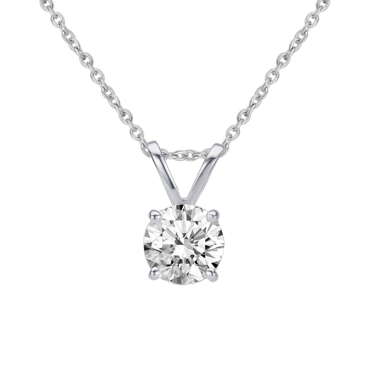 Certified (VS1-VS2) 1/2 - 1 Cttw Lab-Grown Diamond Solitaire Pendant in 14K White/Yellow Gold fine jewelry gift holiday valentine birthday fifth and fine