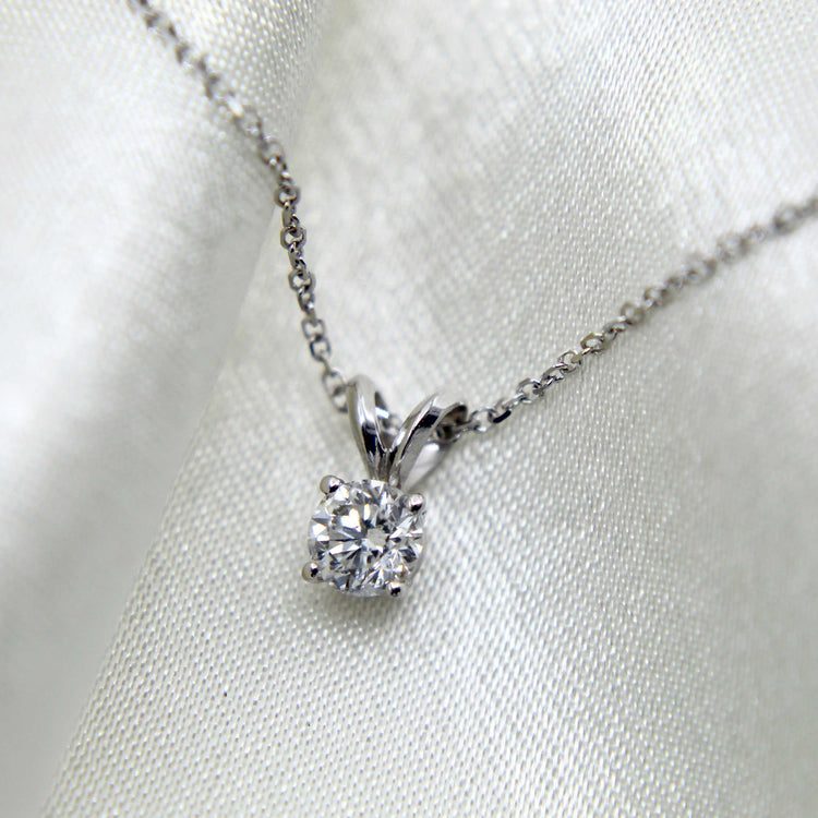 I.G.L Certified 1/2 Cttw Diamond Solitaire Pendant in 14K White Gold fine jewelry gift holiday valentine birthday