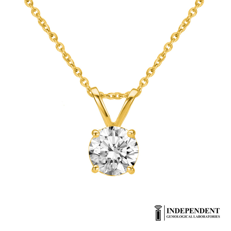 I.G.L Certified 1/2 Cttw Diamond Solitaire Pendant in 14K Yellow Gold