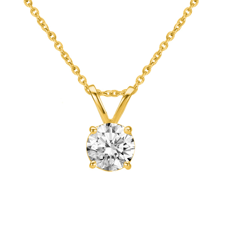 Certified (VS1-VS2) 1/2 - 1 Cttw Lab-Grown Diamond Solitaire Pendant in 14K White/Yellow Gold fine jewelry gift holiday valentine birthday fifth and fine