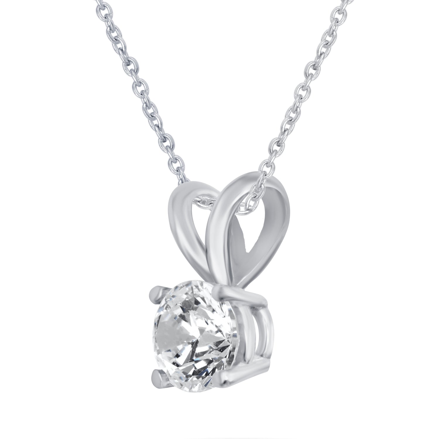 Certified (VS1-VS2) 1/2 - 1 Cttw Lab-Grown Diamond Solitaire Pendant  in 14K White/Yellow Gold fine jewelry gift holiday valentine birthday fifth and fine