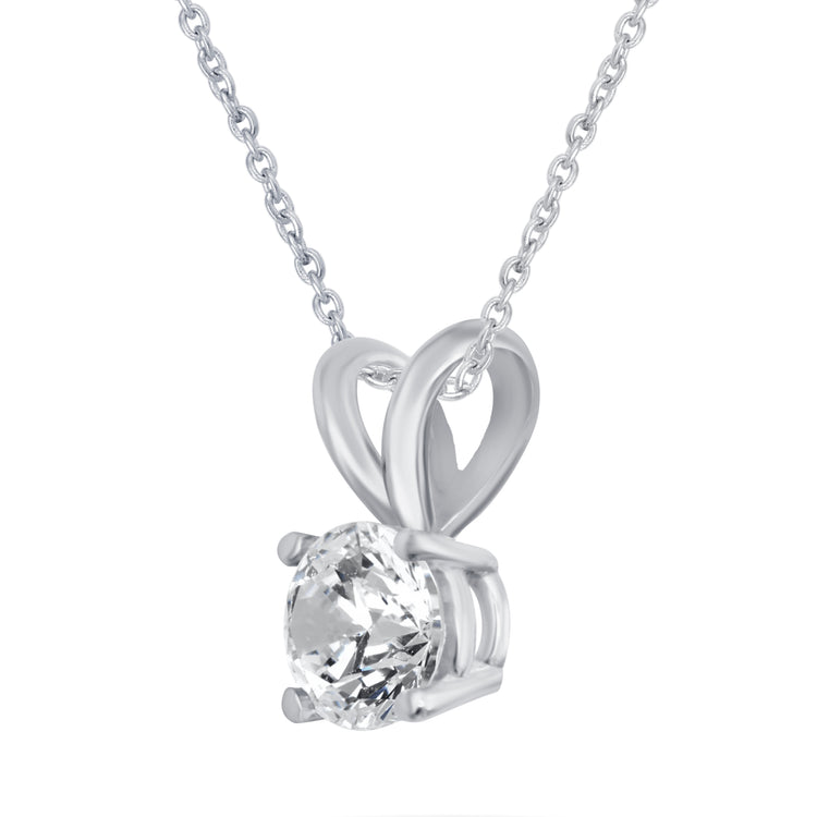 Certified (VS1-VS2) 1/2 - 1 Cttw Lab-Grown Diamond Solitaire Pendant in 14K White/Yellow Gold fine jewelry gift holiday valentine birthday fifth and fine