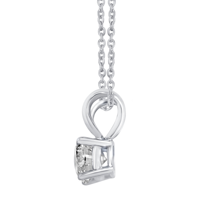 Certified (VS1-VS2) 1/2 - 1 Cttw Lab-Grown Diamond Solitaire Pendant in 14K White/Yellow Gold fine jewelry gift holiday valentine birthday fifth and fine