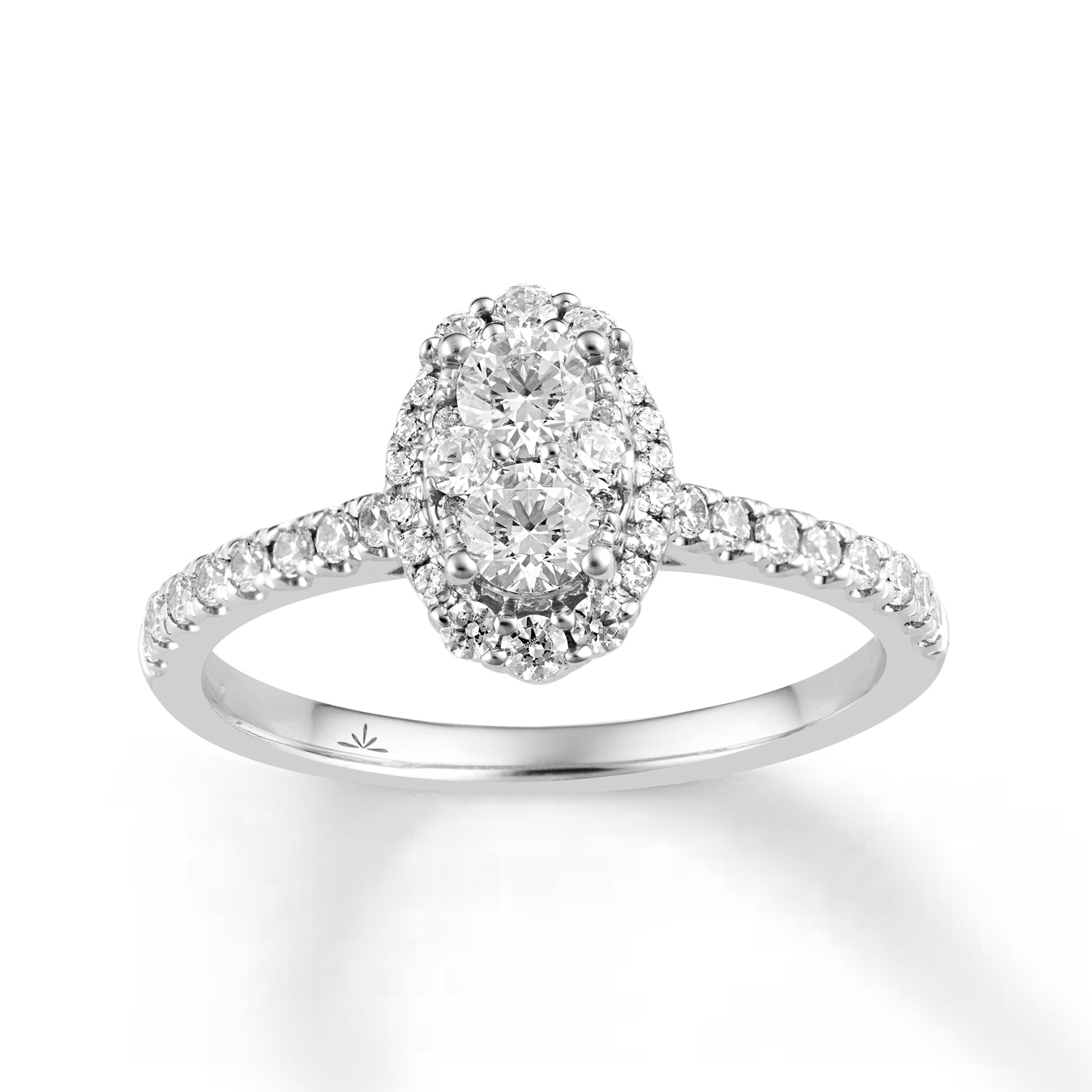 3/4ctw Diamond Oval Classic Halo Engagement Ring in Sterling Silver bridal wedding engagement anniversary