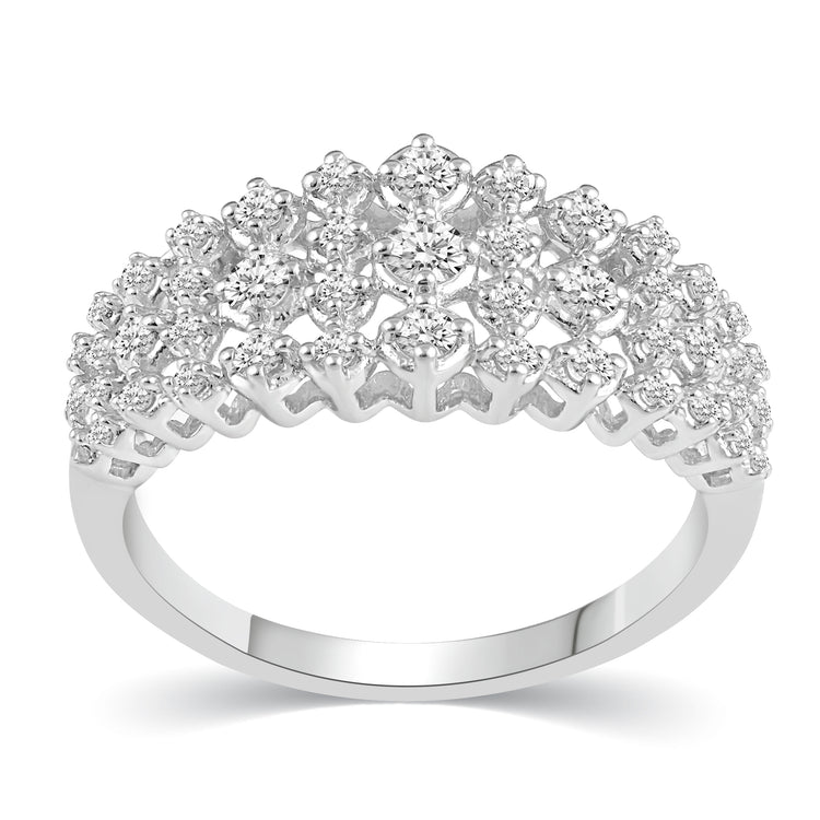 1.0CT TW Diamond Anniversary Ring in Sterling Silver bridal engagement