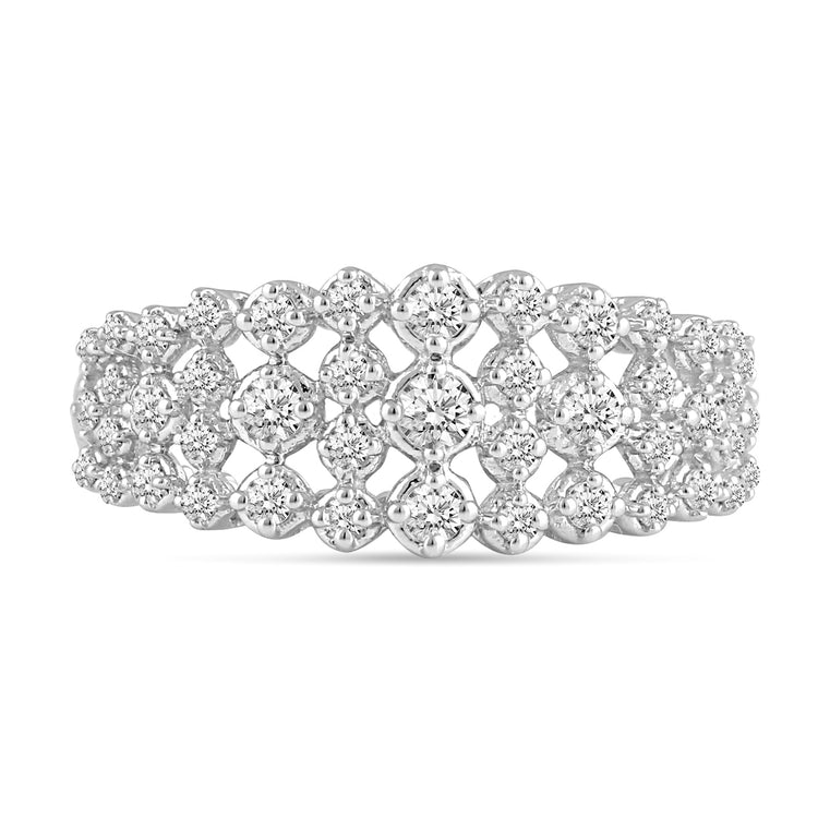 1.0CT TW Diamond Anniversary Ring in Sterling Silver bridal engagement