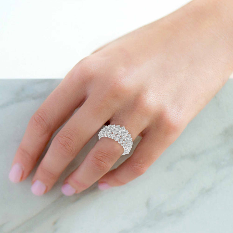 1.0CT TW Diamond Anniversary Ring in Sterling Silver bridal engagement