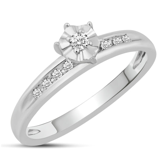 1/8ct tw Engagement Ring from Trio Set in 10K White Gold