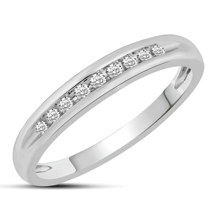1/10CT TW Wedding Band for her Set in 10KT White Gold - Fifth and Fine
