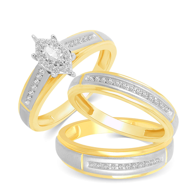 1/3CT TW Marquise Diamond Trio Bridal set in 10KT Yellow Gold - Fifth and Fine