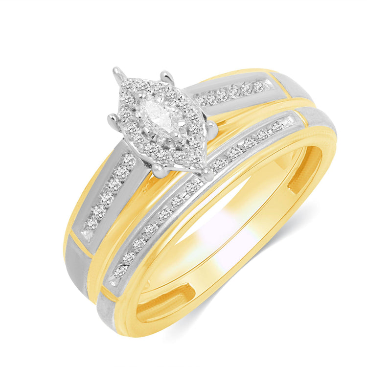 1/3CT TW Marquise Diamond Trio Bridal set in 10KT Yellow Gold - Fifth and Fine