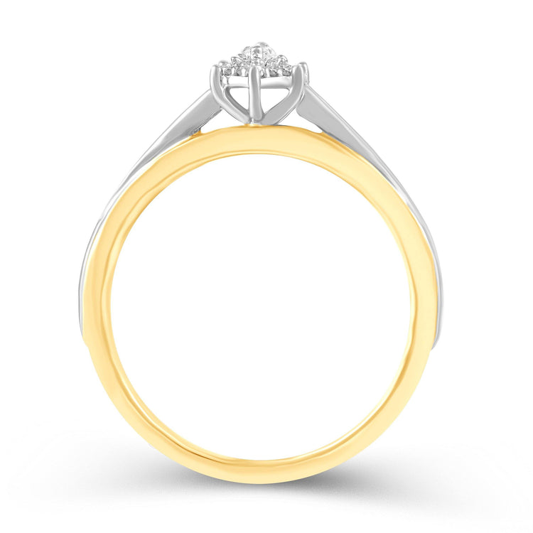 1/5CT TW Marquise Diamond Engagement Ring from Trio Bridal set in 10KT Yellow Gold - Fifth and Fine
