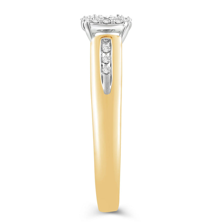 1/5CT TW Diamond Engagement Ring from Trio Set in Yellow & white 10KT Gold - Fifth and Fine