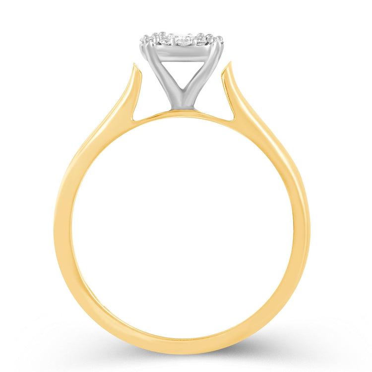 1/3CT TW Diamond Halo Trio Bridal Set in 10KT Yellow & white Gold - Fifth and Fine