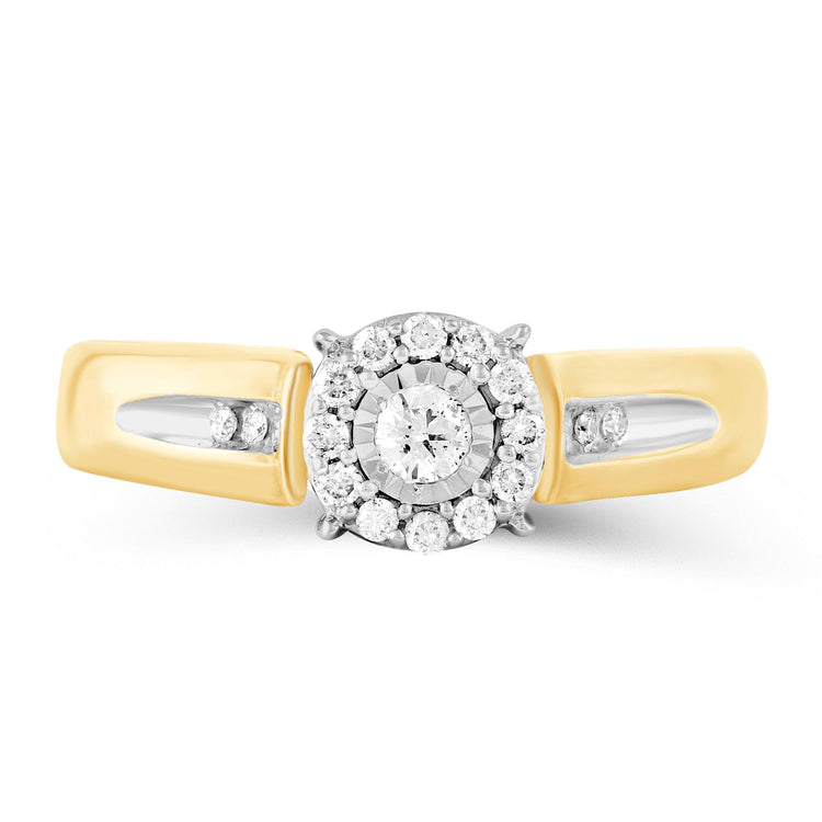 1/5CT TW Diamond Engagement Ring from Trio Set in Yellow & white 10KT Gold - Fifth and Fine