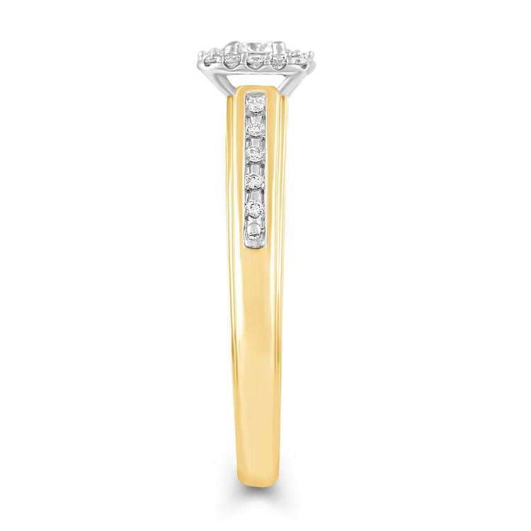1/4CT TW Diamond Engagement Ring from Trio Set in 10KT Yellow & White Gold - Fifth and Fine