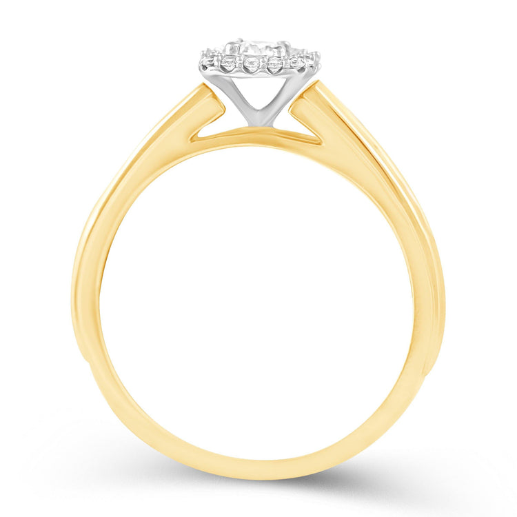 1/4CT TW Diamond Engagement Ring from Trio Set in 10KT Yellow & White Gold - Fifth and Fine