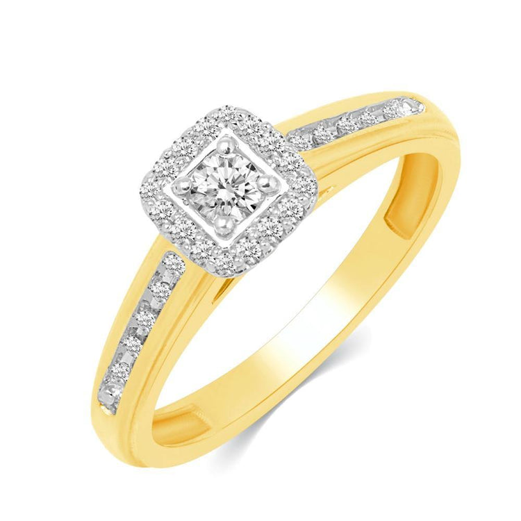 1/4CT TW Diamond Engagement Ring from Trio Set in 10KT Yellow & White Gold - Fifth and Fine