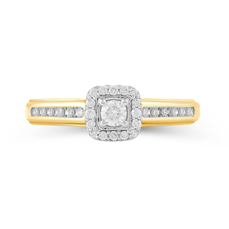 1/4CT TW Diamond Engagement Ring from Trio Set in 10KT Yellow & White Gold - Fifth and Fine