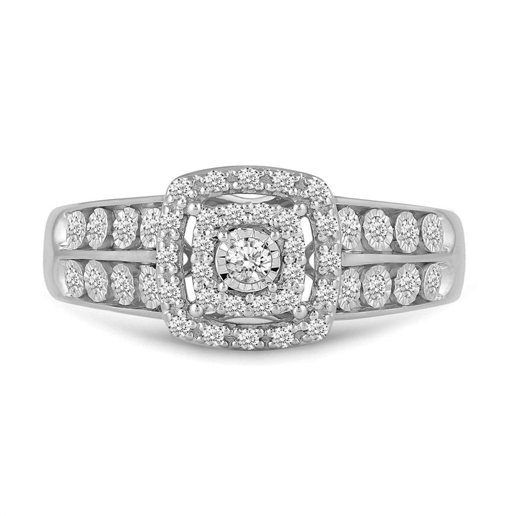1/3CT TW Diamond Engagement Ring from Trio Set in 10KT White Gold - Fifth and Fine