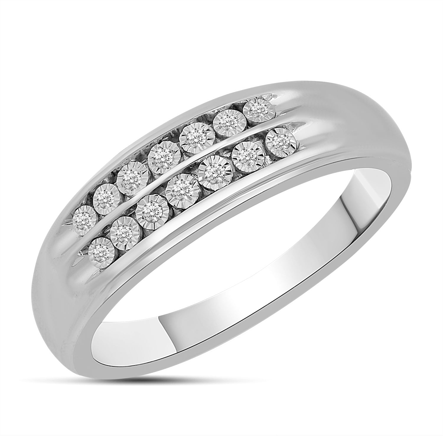 Men's Ring with Diamonds in 10kt White Gold