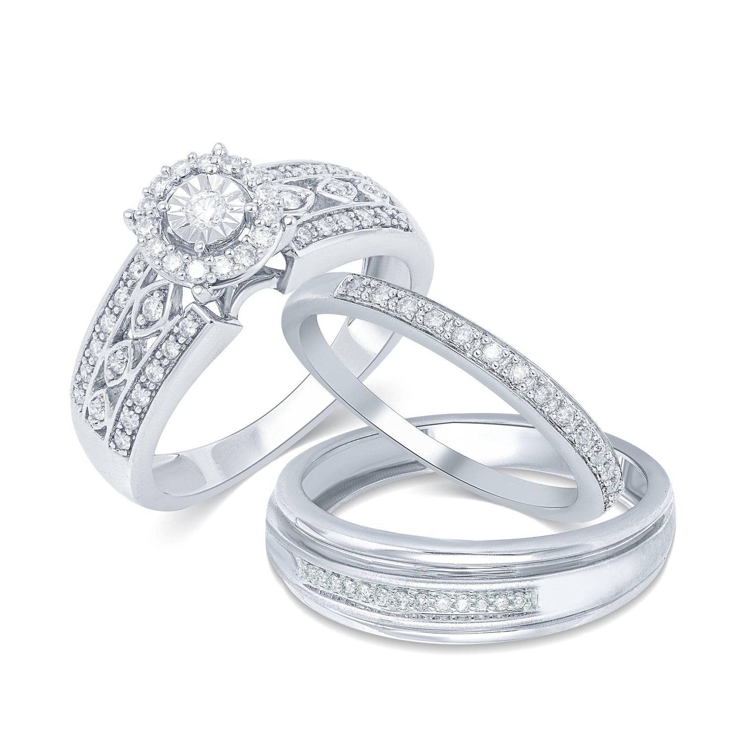 1/2CT TW Diamond Trio Bridal Set in 10KT White Gold - Fifth and Fine