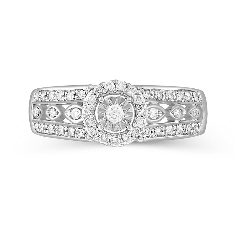 1/3CT TW Diamond Engagement Ring from Trio Set in 10KT White Gold - Fifth and Fine