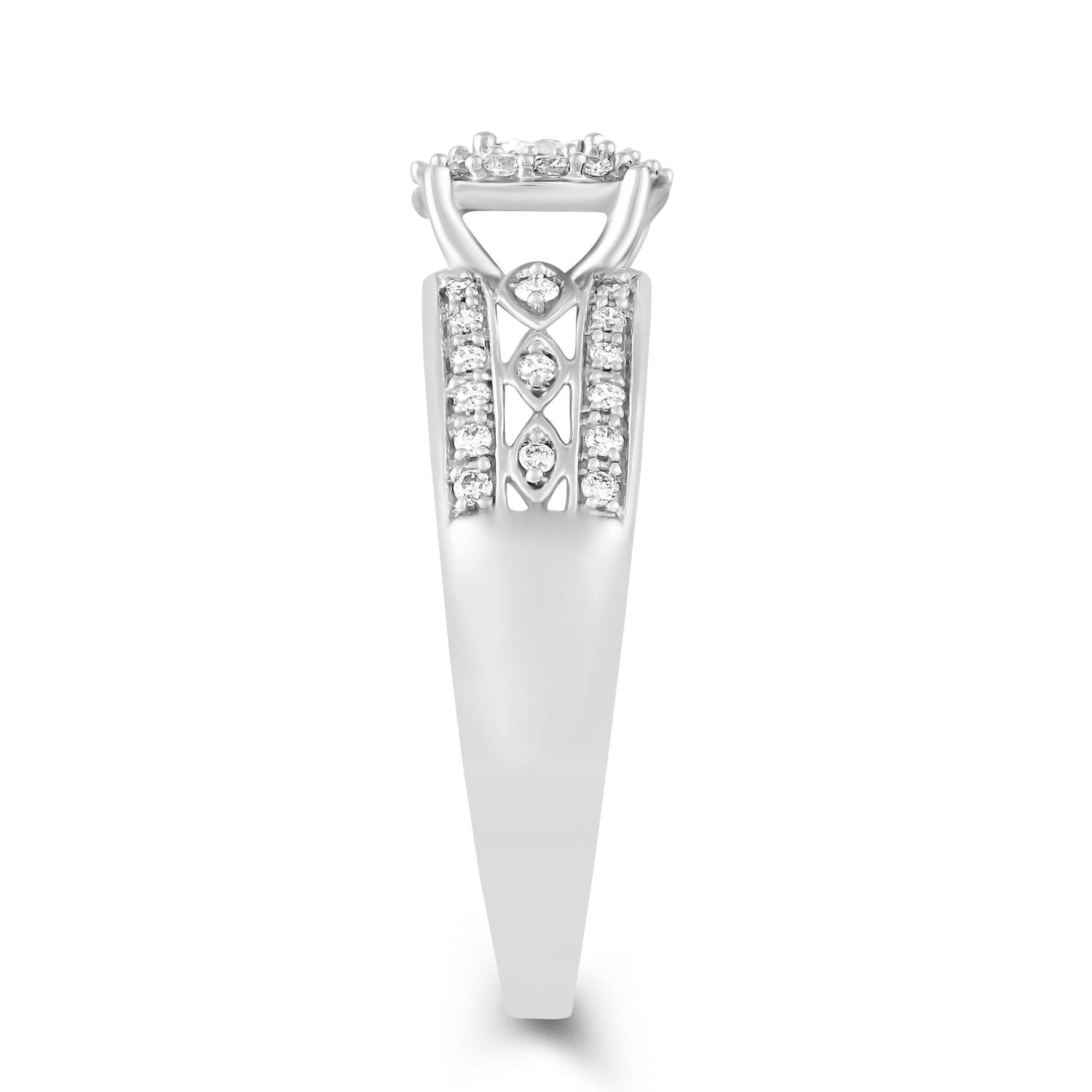 1/3CT TW Diamond Engagement Ring from Trio Set in 10KT White Gold - Fifth and Fine