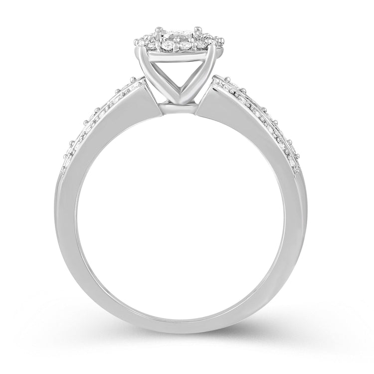 1/3CT TW Diamond Engagement Ring from Trio Set in 10KT White Gold - Fifth and Fine
