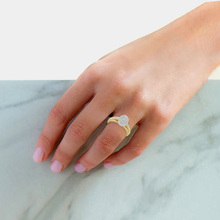 1/4CT TW Diamond Engagement Ring from Trio Set in 10KT Yellow & White Gold - Fifth and Fine