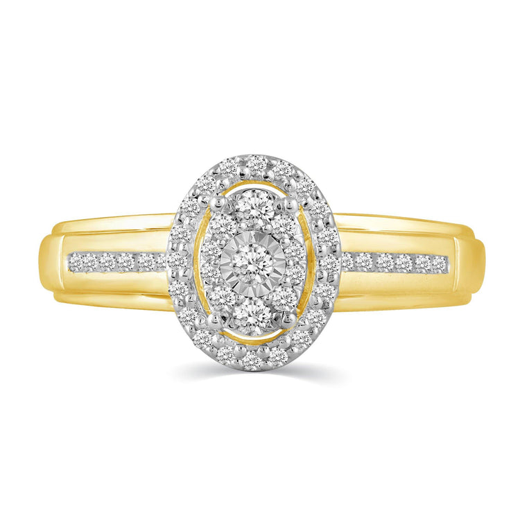 1/4CT TW Diamond Engagement Ring from Trio Set in 10KT Yellow & White Gold - Fifth and Fine