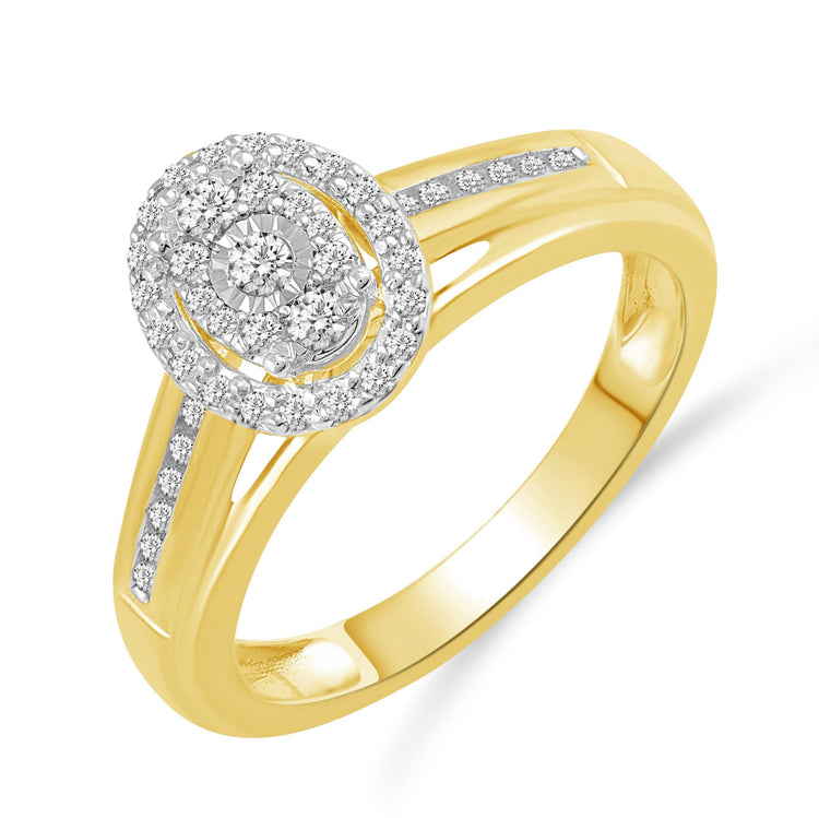 1/4CT TW Diamond Engagement Ring from Trio Set in 10KT Yellow & White Gold - Fifth and Fine
